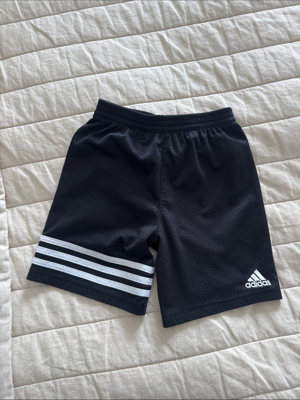 adidas Black Shorts with White Three-Stripes
